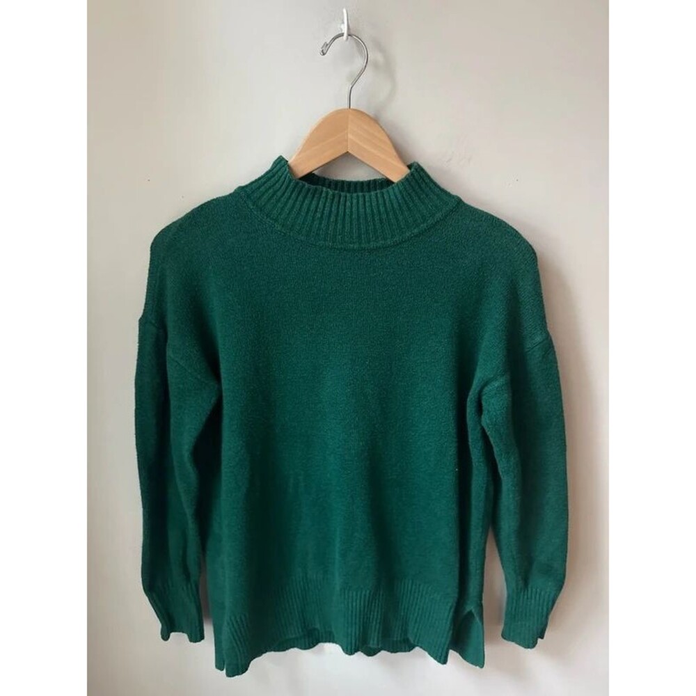 LOFT Emerald Green Mock Neck Oversized Sweater XS